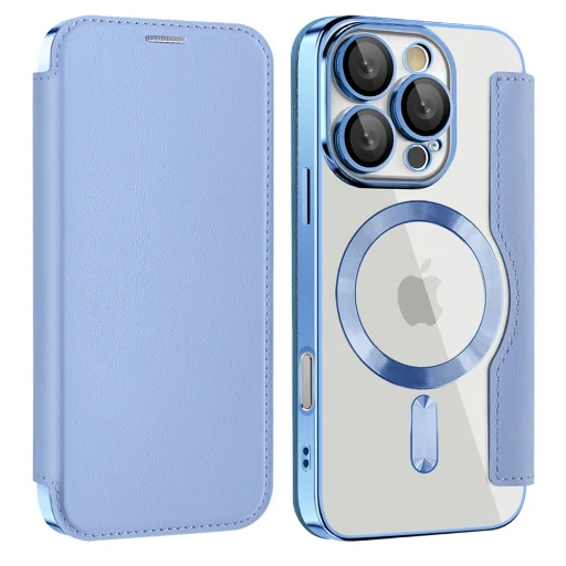  Techsuit - SmartMag Könyv Tok - iPhone 16 Pro Max - Világoskék tok - 2