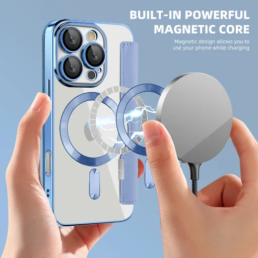  Techsuit - SmartMag Könyv Tok - iPhone 16 Pro Max - Világoskék tok - 6