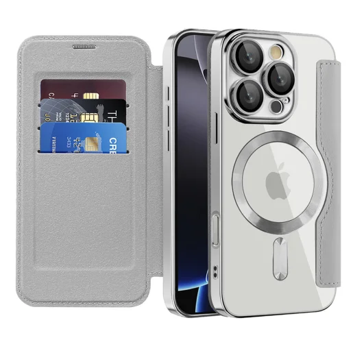  Techsuit - SmartMag könyvtok - iPhone 16 Pro Max - Szürke tok - 1