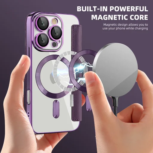  Techsuit - SmartMag Könyv Tok - iPhone 16 Pro - Lila tok - 11