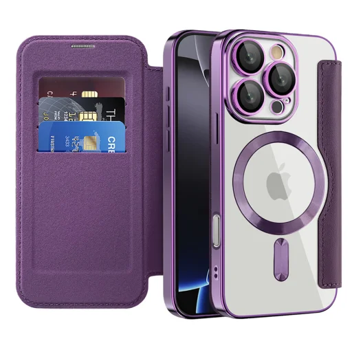  Techsuit - SmartMag Könyv Tok - iPhone 16 Pro - Lila tok - 1