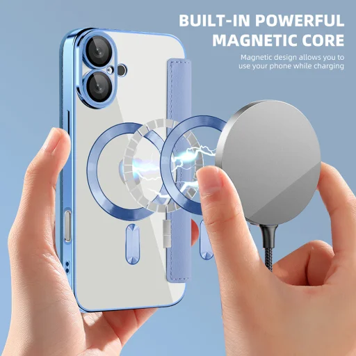  Techsuit - SmartMag könyvtok - iPhone 16 - Világoskék tok - 6