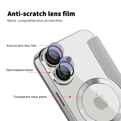  Techsuit - SmartMag Könyv Tok - iPhone 16 - Szürke tok - 3