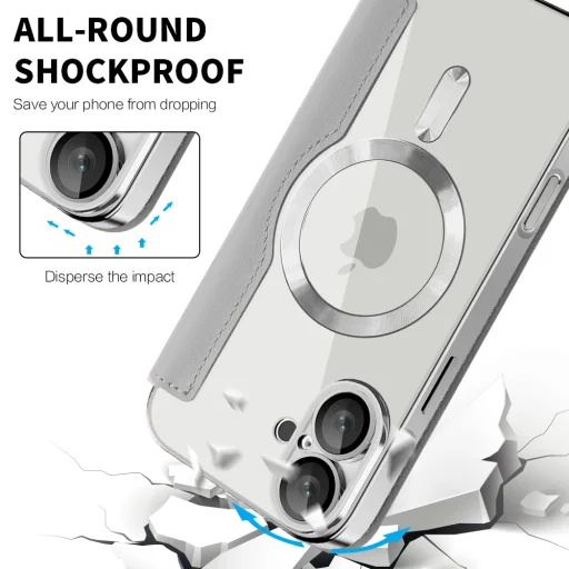  Techsuit - SmartMag Könyv Tok - iPhone 16 - Szürke tok - 4