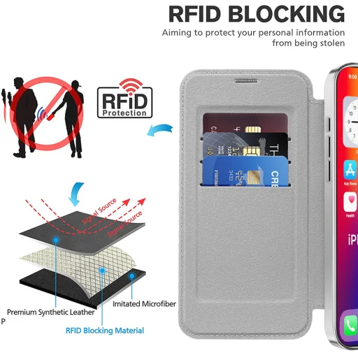  Techsuit - SmartMag Könyv Tok - iPhone 16 - Szürke tok - 5