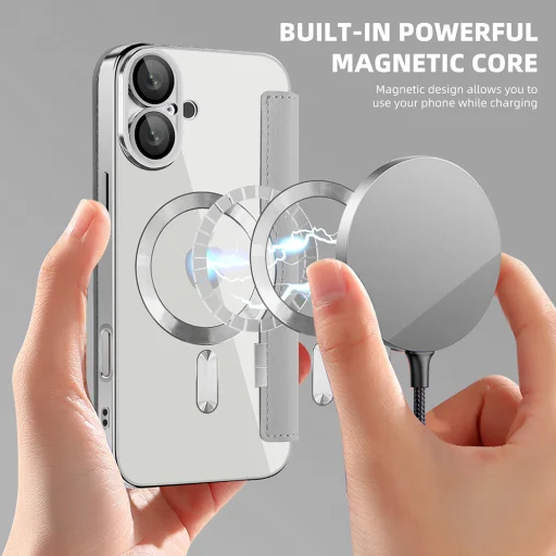  Techsuit - SmartMag Könyv Tok - iPhone 16 - Szürke tok - 6