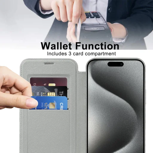  Techsuit - SmartMag Telefontok - iPhone 15 Pro - Szürke tok - 5