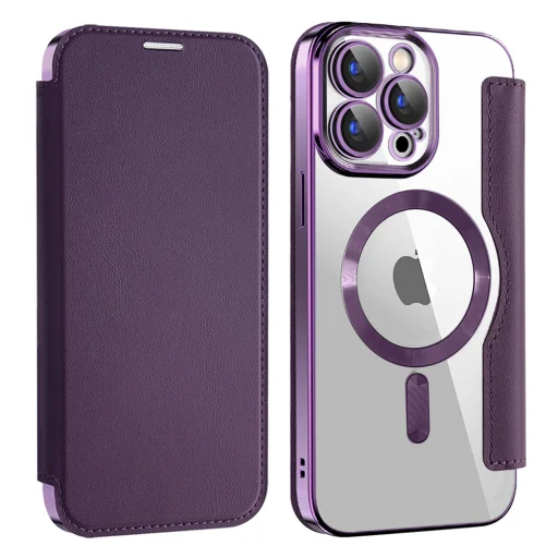  Techsuit - SmartMag könyvtok - iPhone 15 Pro - Lila tok - 2