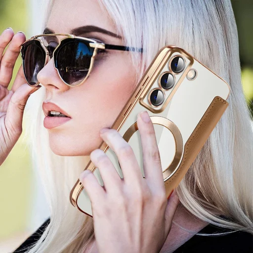  Techsuit - SmartMag Könyvtok - Samsung Galaxy S22 5G - Barna tok - 16