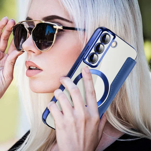  Techsuit - SmartMag könyvtok - Samsung Galaxy S22 5G - Kék tok - 6