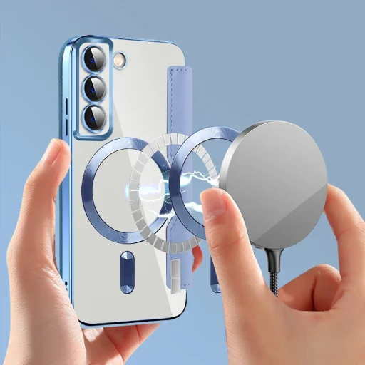  Techsuit - SmartMag Könyv Tok - Samsung Galaxy S22 5G - Világoskék tok - 5