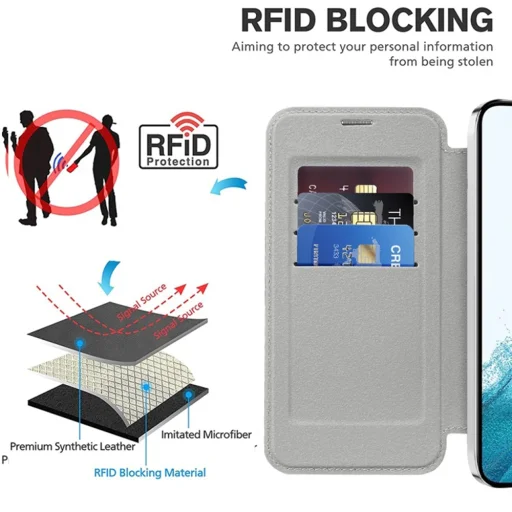  Techsuit - SmartMag könyvtok - Samsung Galaxy S22 5G - Szürke tok - 5