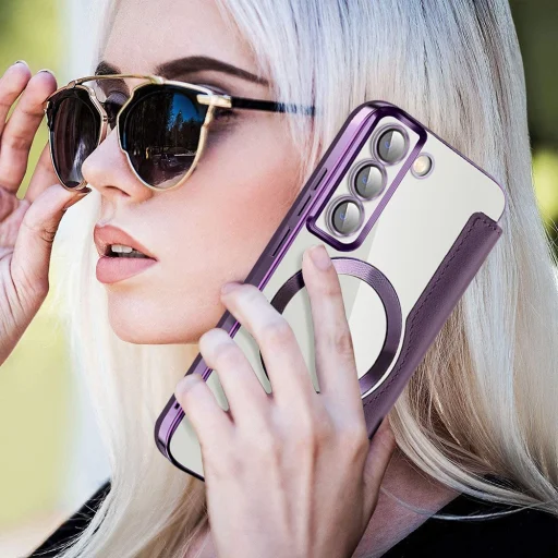  Techsuit - SmartMag Könyv Tok - Samsung Galaxy S22 5G - Lila tok - 6