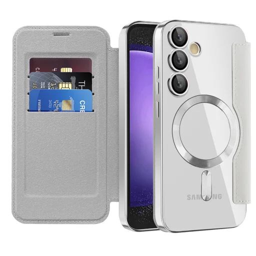  Techsuit - SmartMag könyvtok - Samsung Galaxy S23 FE - Szürke tok - 1