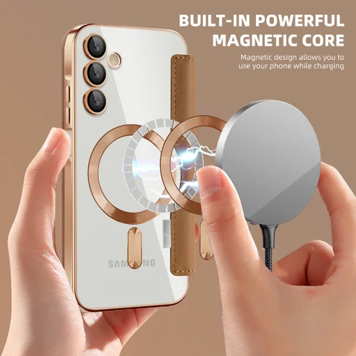  Techsuit - SmartMag Könyv Tok - Samsung Galaxy A15 4G / A15 5G - Barna tok - 6