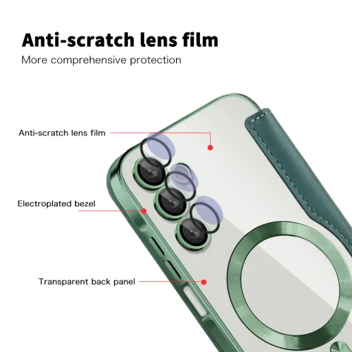  Techsuit - SmartMag könyvtok - Samsung Galaxy A15 4G / A15 5G - Zöld tok - 3