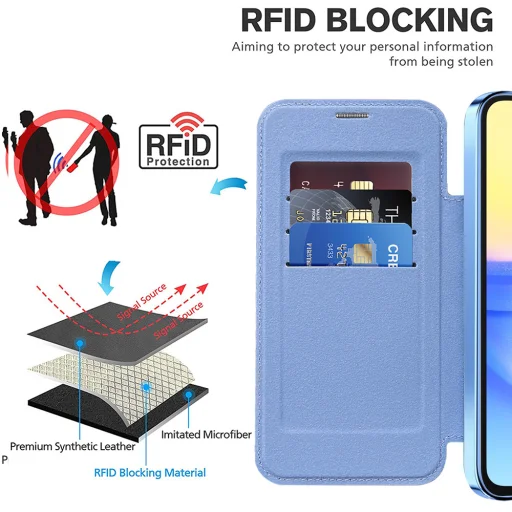  Techsuit - SmartMag könyvtok - Samsung Galaxy A15 4G / A15 5G - Világoskék tok - 5