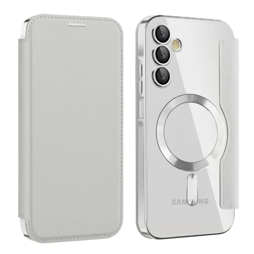  Techsuit - SmartMag könyvtok - Samsung Galaxy A15 4G / A15 5G - Szürke tok - 2