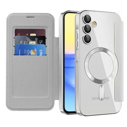  Techsuit - SmartMag könyvtok - Samsung Galaxy A15 4G / A15 5G - Szürke tok - 1