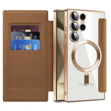  Techsuit - SmartMag könyvtok - Samsung Galaxy S24 Ultra - Barna tok