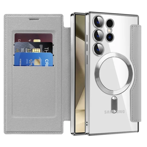  Techsuit - SmartMag könyvtok - Samsung Galaxy S24 Ultra - Szürke tok - 1