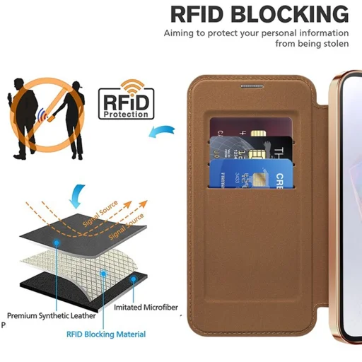  Techsuit - SmartMag Könyv Tok - Samsung Galaxy A35 5G - Barna tok - 5