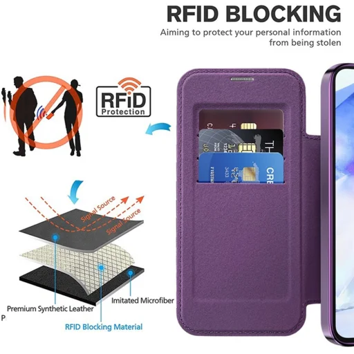  Techsuit - SmartMag Könyv Tok - Samsung Galaxy A55 5G - Lila tok - 6