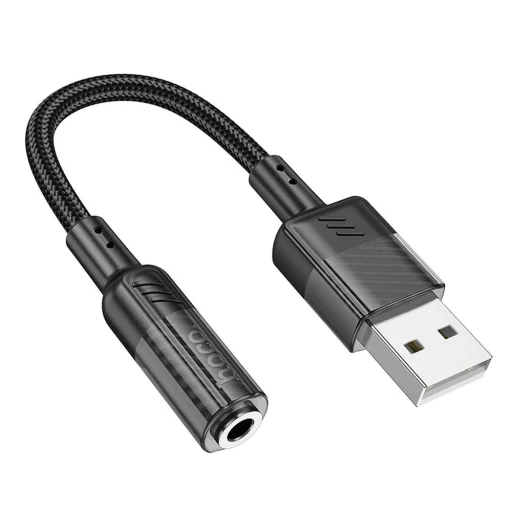 HOCO adapter AUX USB-ről 3,5 mm-es Jack csatlakozóra (női) Spirit LS37 fekete - 3