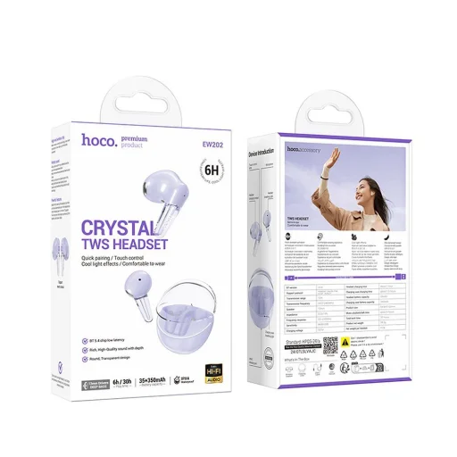 HOCO vezeték nélküli fülhallgató bluetooth TWS EW202 lila - 4