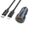 Autós töltő Hoco USB A + USB C QC3.0 PD 30W + kábel USB C-Lightning Z57A fekete thumbnail