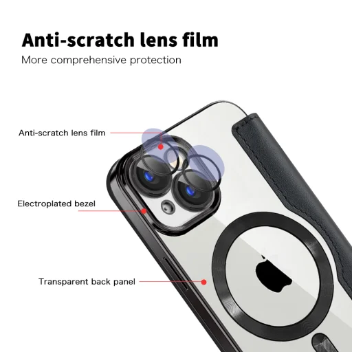  Techsuit - SmartMag könyvtok - iPhone 15 - Fekete tok - 3