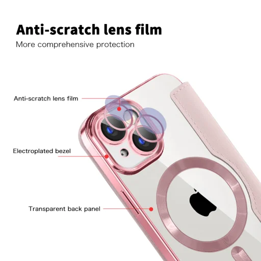  Techsuit - SmartMag Könyvtok - iPhone 15 - Rózsaszín tok - 3