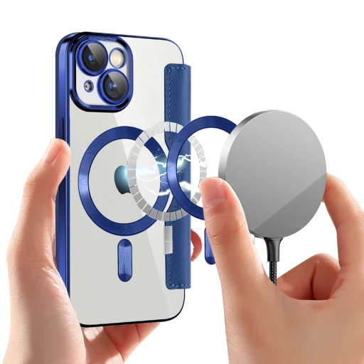  Techsuit - SmartMag Könyvtok - iPhone 15 - Kék tok - 6