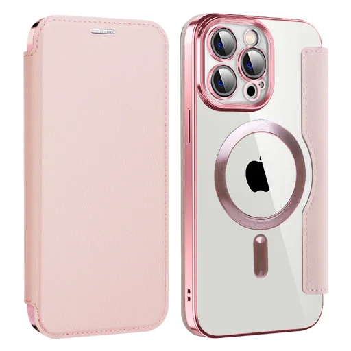  iPhone 14 Pro Max Rózsaszín Techsuit SmartMag könyvtok - 2