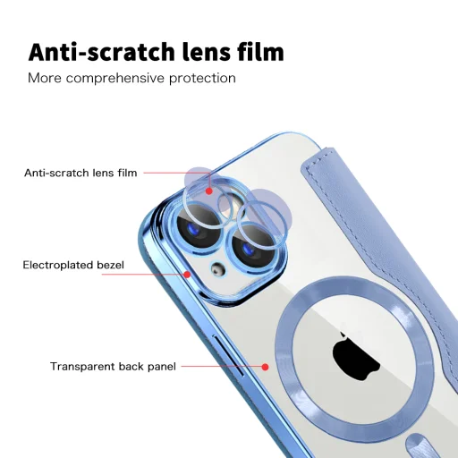  Techsuit - SmartMag könyvtok - iPhone 15 - Világoskék tok - 3