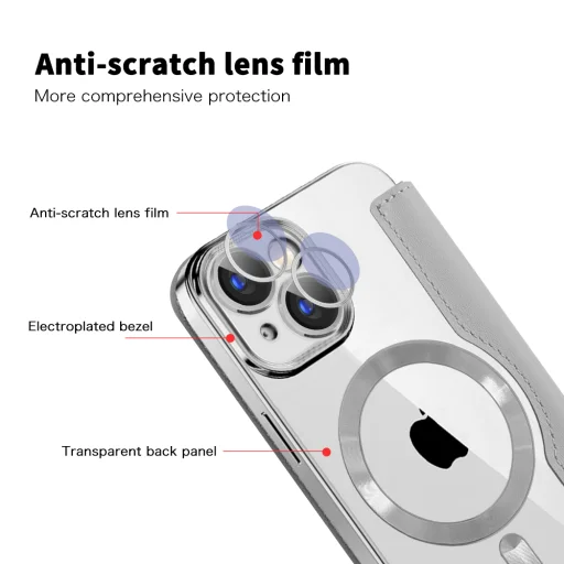  Techsuit - SmartMag könyvtok - iPhone 15 - Szürke tok - 3