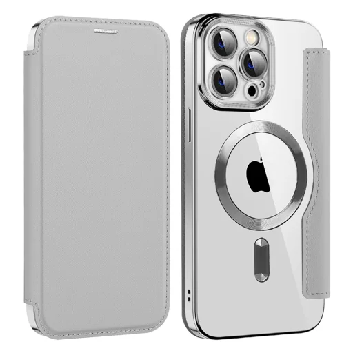  iPhone 14 Pro Max Szürke Techsuit - SmartMag Könyv Tok - 2