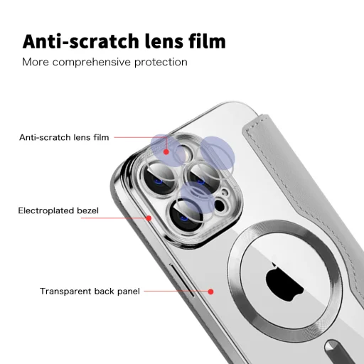  iPhone 14 Pro Max Szürke Techsuit - SmartMag Könyv Tok - 3