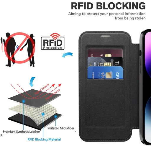  iPhone 14 Pro Max Fekete Techsuit SmartMag könyvtok - 4