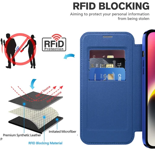  iPhone 14 Kék Techsuit SmartMag könyvtok - 4