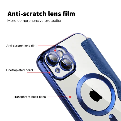  iPhone 14 Kék Techsuit SmartMag könyvtok - 3