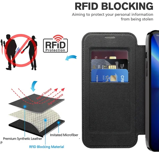  iPhone 13 Pro Fekete Techsuit - SmartMag könyvtok - 4