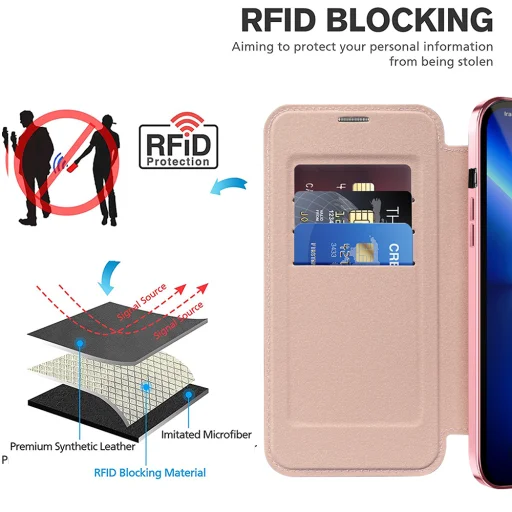  iPhone 13 Pro Max Rózsaszín Techsuit SmartMag könyvtok - 4