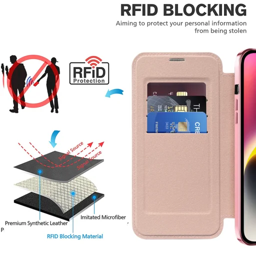  iPhone 14 Rózsaszín Techsuit SmartMag Könyv Tok - 4