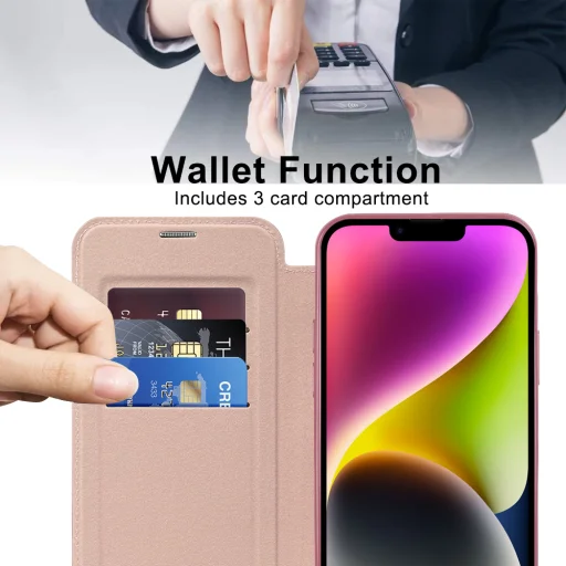  iPhone 14 Rózsaszín Techsuit SmartMag Könyv Tok - 5