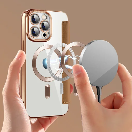  iPhone 13 Pro Barna Techsuit - SmartMag Könyv Tok - 6