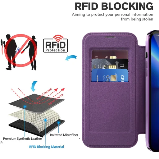  iPhone 13 Pro Lila Techsuit SmartMag könyvtok - 4