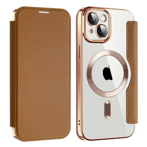  iPhone 13 Barna Techsuit SmartMag könyv tok - 2