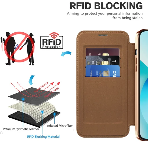  iPhone 13 Barna Techsuit SmartMag könyv tok - 4