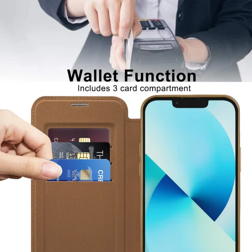  iPhone 13 Barna Techsuit SmartMag könyv tok - 5